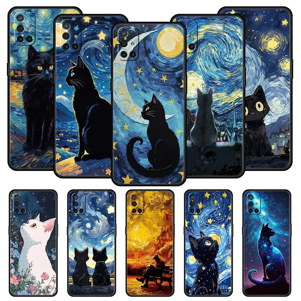 Cat Van Gogh Starry Sky Art Phone Case Cover