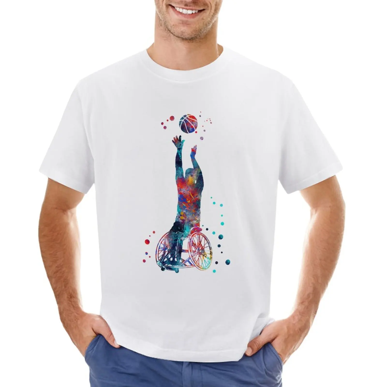 

Wheelchair basketball T-Shirt animal prinfor boys boys animal print Blouse men clothing