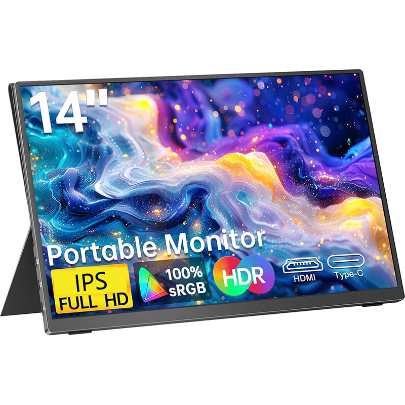 14 inch Portable Monitor 16:10 60Hz Screen 100%sRGB 300Cd/m² Laptop Mac Xbox PS4/5 Switch Display Type-c Interface Screen Extend