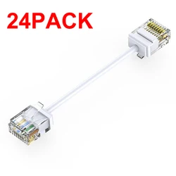 24 - Pack Slim RJ45 UTP Network Cable - 10Gbps High - Speed Patch Cord - 0.15M (Cat6A White UTP)