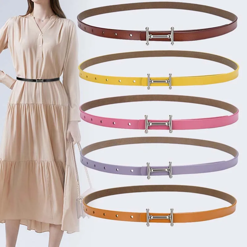 

Genuine Leather Thin Waistband Belt for Women Cowskin Belt Female Girl Waist Dress Suit Clothing Accessories