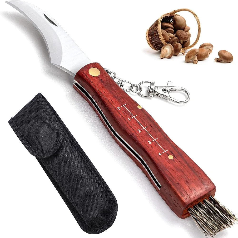 Folding Knife Grady Fung Mushroom Rosewood Body Stainlees Steel Blade for EDC Camping BBQ