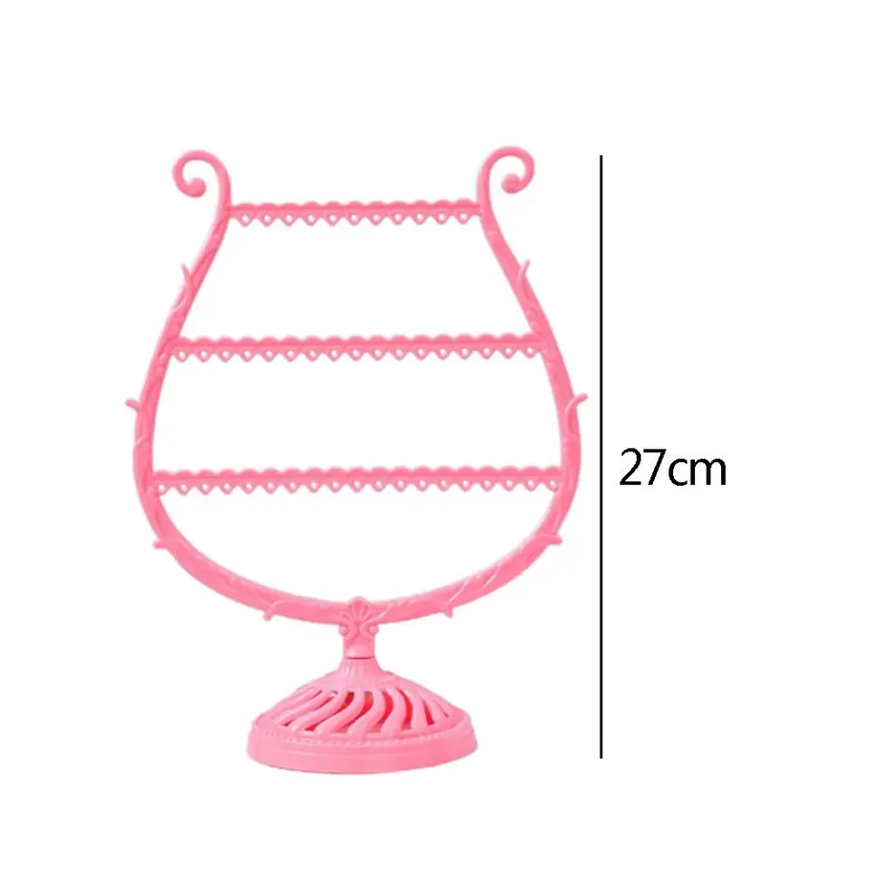 Supporto Per Gioielli A Forma Di Calice Di Vino – Organizzatore Da Tavolo Per Orecchini, Anelli E Collane, In Plastica Rosa O Bianco, 21x10,5x27 Cm