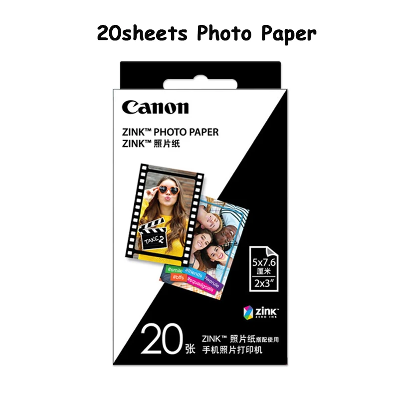 

20/40Sheets Canon Photo zink adhesive paper for Canon PV123/ZV123 Bluetooth Pocket Color Home Portable Handheld or photo paper