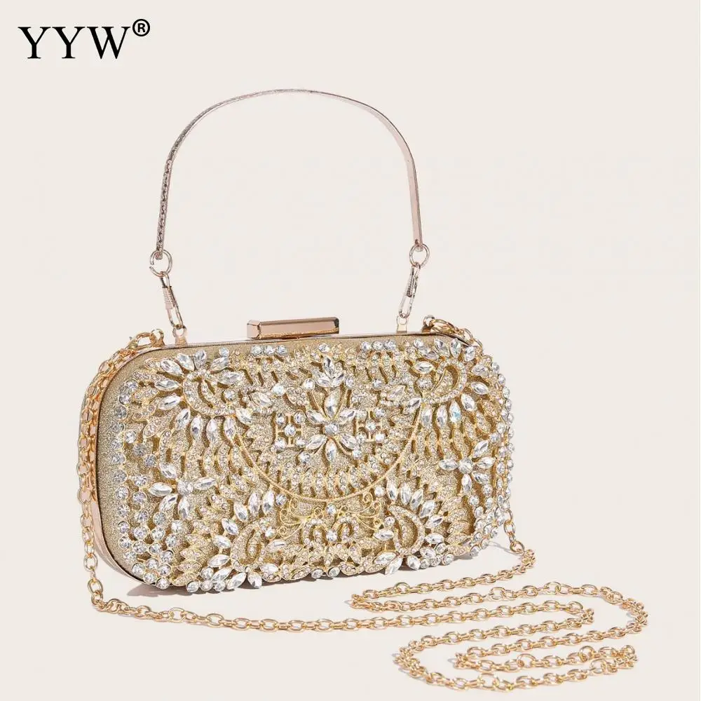 Newest Rhinestone Clutch Purse Luxury Diamond Women Gold Evening Clutches Bags Wedding Bridal Bag Handbags Wallet Shoulder Bag