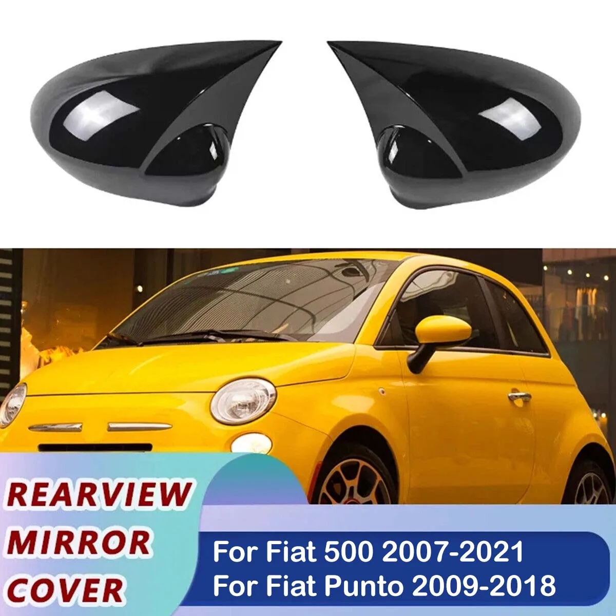 Coque De Protection Pour Rétroviseur Extérieur Droit Fiat 500 (2007+) - Marque Uxcell - Anti-Rayures Et Chocs
