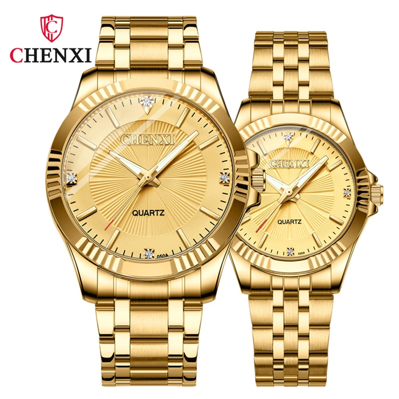 

CHENXI 050A Luxury Brand Couple Watches Waterproof Stainless Steel Quartz Watch Wristwatch For Men Women Fashion Lovers Set