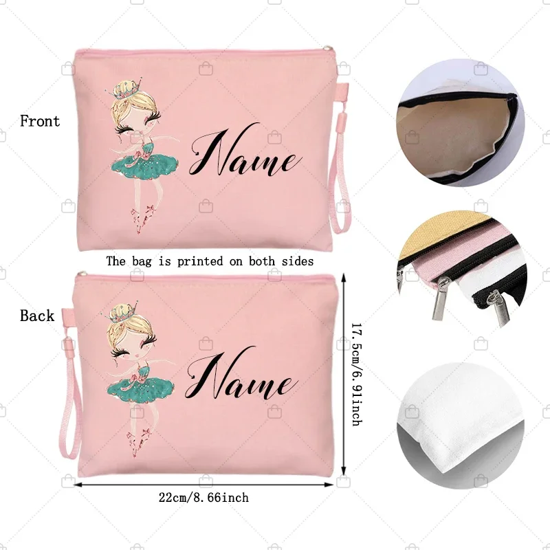 Cosmetic Bag Cosmetic Storage Bag Makeup Bag Cosmetic Case Pencil Case Personalized Ballet Girl Name Makeup Bags Pink Custom Name Women's Cosmetic Bag Kits School Supplies Pencil Pouchs Teacher Gifts