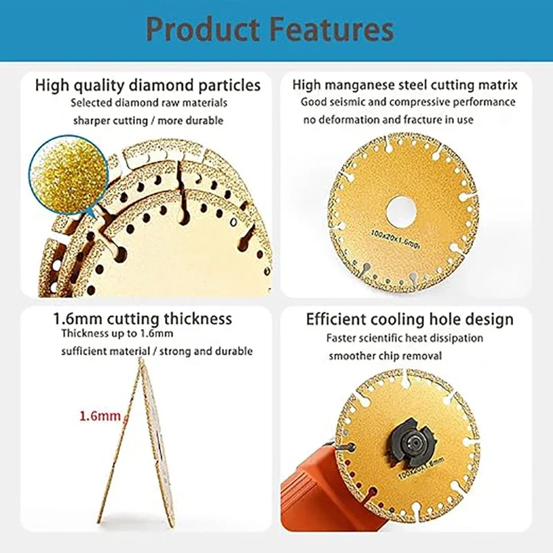 Saw blades 5/2/1PCS 4.5inch vacuum brazed diamond saw blade for cutting steel/metal/stone/cast iron etc diamond cutting saw blade tools