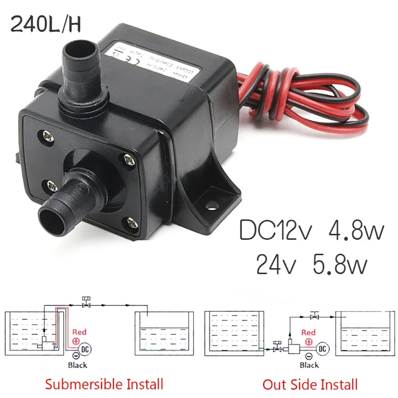 Mini DC12V 240L/H Brushless Motor Submersible Pump 12v 4.8w 24v 5.8w High Quality Small Electric Pump Can Be Solar Energy liquid transfer pump submersible booster pump