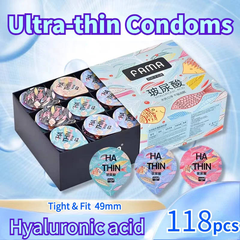 118 teile/schachtel Hyaluron säure ultra dünne Kondome für Männer Sexspielzeug Kondome Penis Ärmel Fundas Para Penes Erwachsenen Paar Sex-Produkte