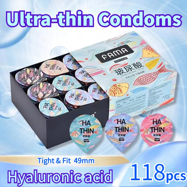 118 teile/schachtel Hyaluron säure ultra dünne Kondome für Männer Sexspielzeug Kondome Penis Ärmel Fundas Para Penes Erwachsenen Paar Sex-Produkte
