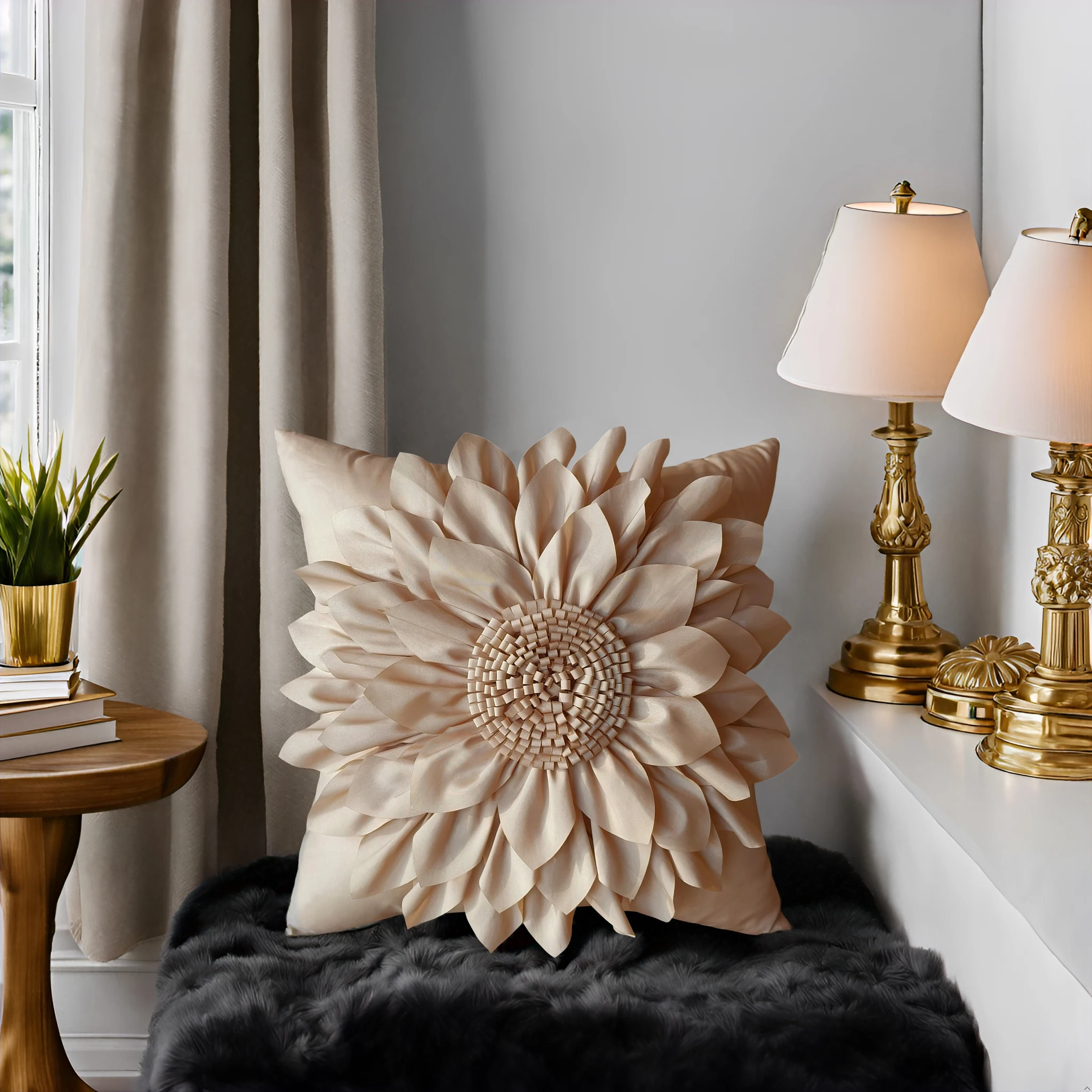Decorative Cushion Covers 3D Sunflower Pillow Cover for Sofa Bed Couch
