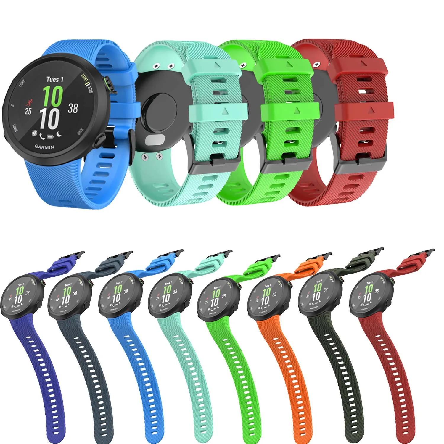 Correa de silicona de 18mm y 20mm para Garmin Forerunner 45 / 45 S, correa de repuesto para pulsera deportiva