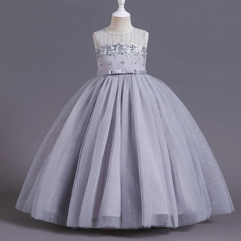 Pearl Mesh Fluffy Dress Christmas Halloween School Party Performance Dress for 3-10 Years