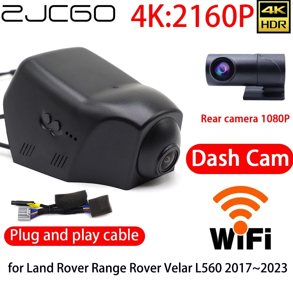 

ZJCGO 4K Car DVR Dash Cam Wifi Front Rear Camera 24h Monitor for Land Rover Range Rover Velar L560 2017~2023