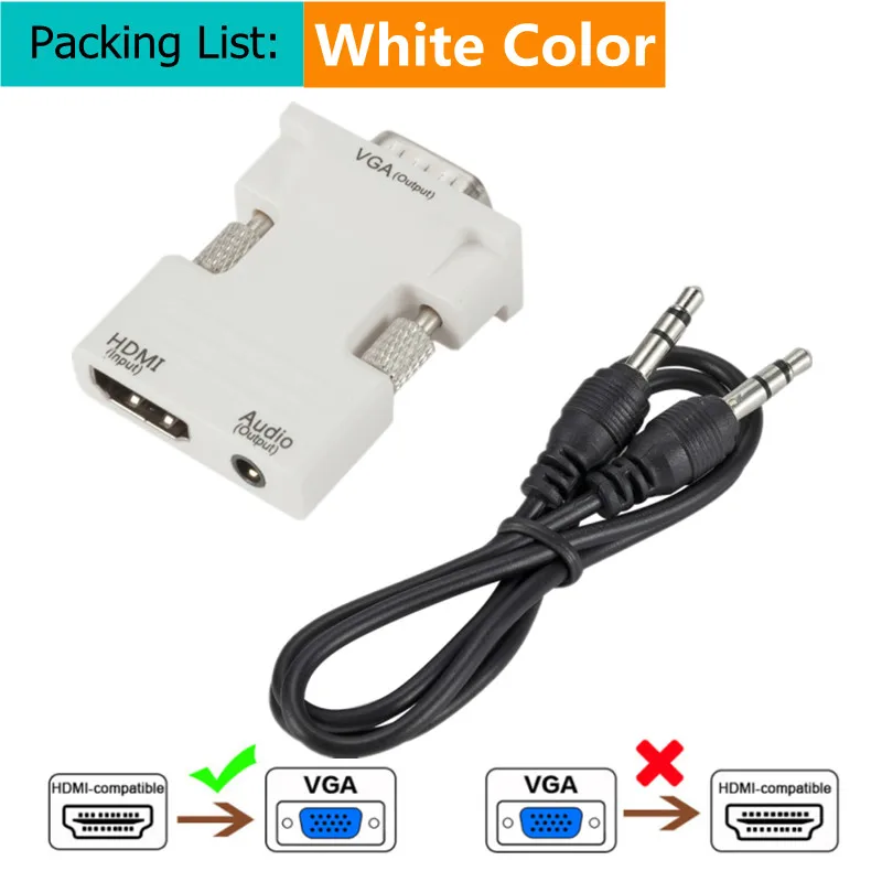 Adaptateur HDMI Femelle Vers VGA + Audio 3,5 Mm - Pour PC, Projecteur, PS4