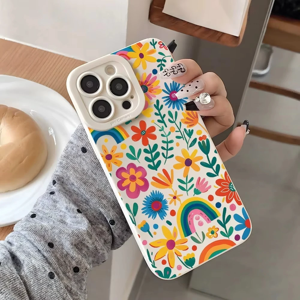 Vibrant Rainbow Floral Pattern Phone Case Cover