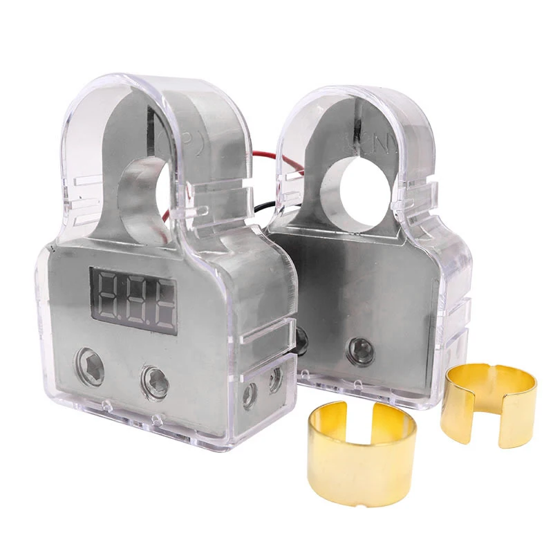 0/4/8 AWG Heavy Duty Battery Terminals Post Clamps and Shims for Car Audio Auto Marine Boat Caravan Motorhome Top Post Pair Hamolar Car Battery Terminal Connectors with Voltmeter 