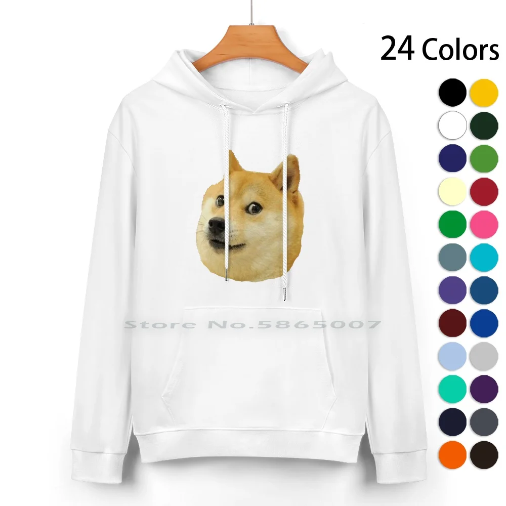 

Shibe Doge Face Pure Cotton Hoodie Sweater 24 Colors Shibe Shiba Inus Doge Meme Wow Doggo 100% Cotton Hooded Sweatshirt For