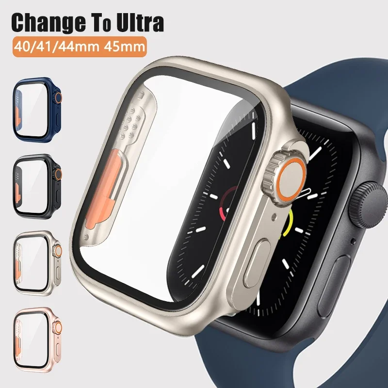 Custodia Per Apple Watch Series 8 7 6 5 Se Pc Cover Upgrade Apple Watch Ultra 49Mm A Screen Protector Iwatch 40Mm 44Mm 45Mm 41Mm