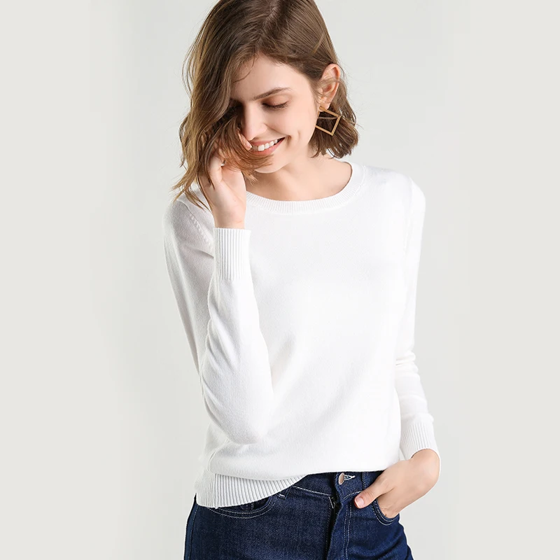 Ultra-fine merino wool ladies knitted O-neck breathable thin short-sleeved T-shirt solid color top 3