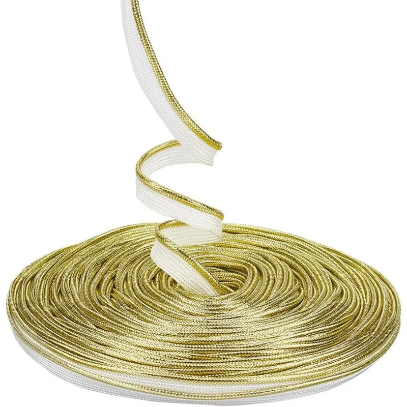 38.3 Yards 1/2 inch Gold Piping Bias Tape with Welting Cord Cord Trim Ribbon Piping Trim with Metallic Lip Polyester Handcraft 38.3 Yards 1/2 inch Gold Piping Bias Tape with Welting Cord Cord Trim Ribbon Piping Trim with Metallic Lip Polyester Handcraft