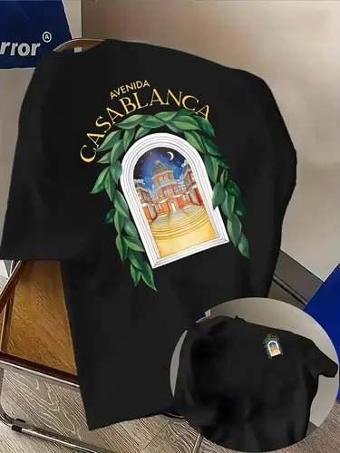 Stylish North Africa Inspired Tee Featuring Night Cityscape Green Leaves 100% Cotton Men's T-shirt Summer Streetwear - Image 7