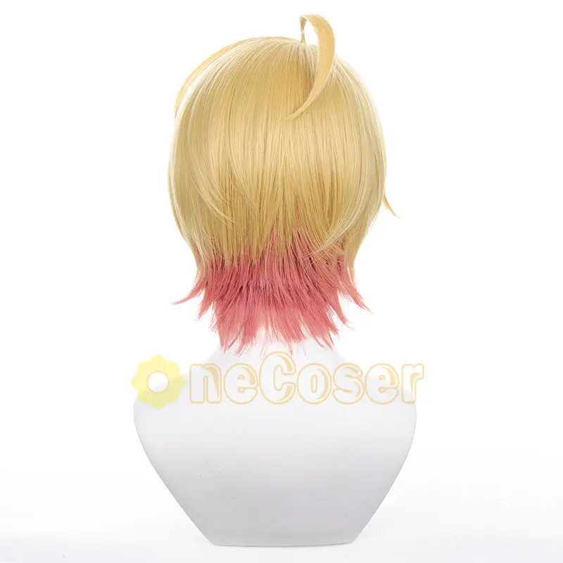 Anime Oshi No Ko Aquamarine Hoshino Cosplay Wig Aqua Golden Mix Red Short  Hair Heat-resistant Fiber Hair +Free Wig Cap Men - AliExpress