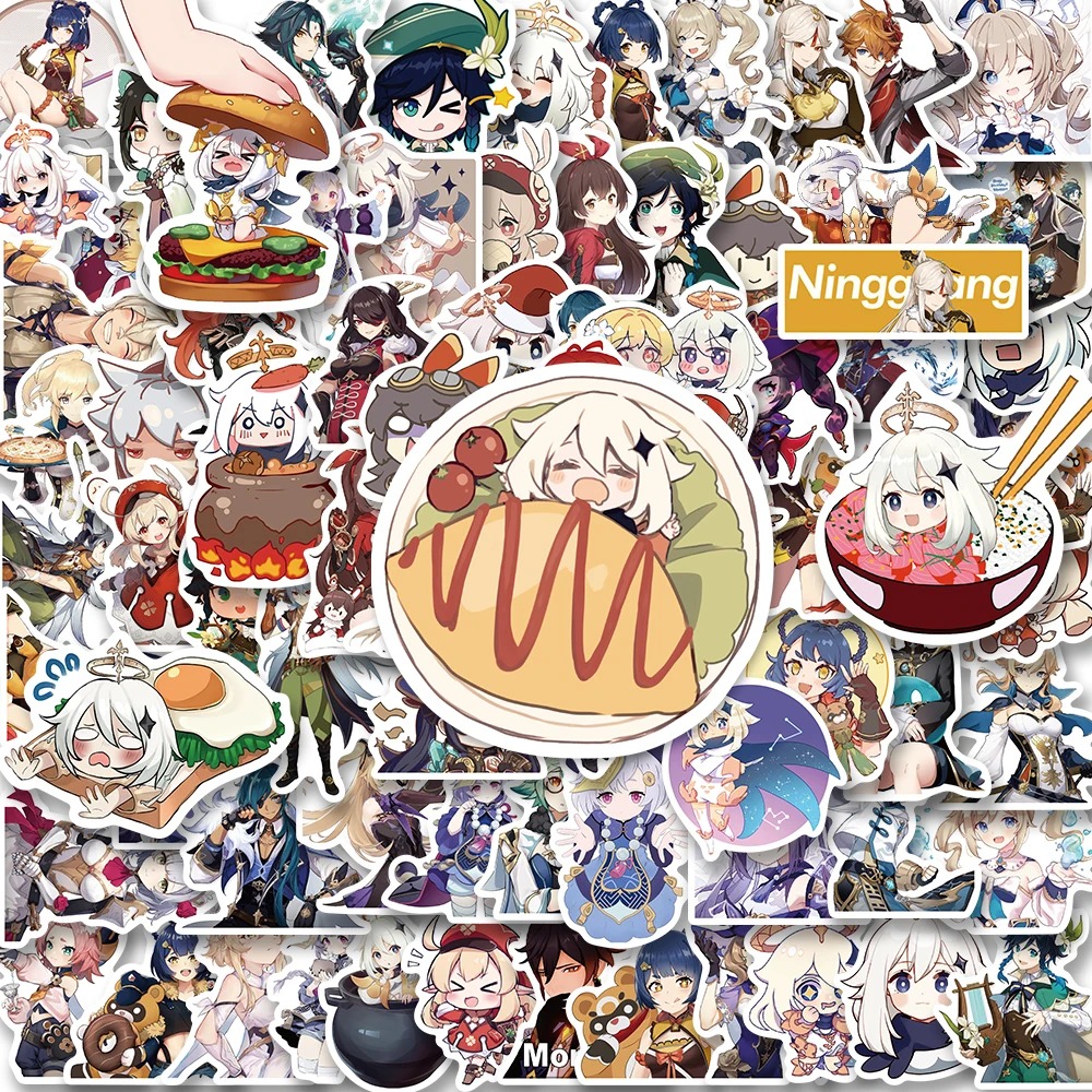 

50/100pcs Game Genshin Impact Cute Cartoon Stickers Anime for Car Laptop Phone Kawaii Bicycle Waterproof Kids Toys Sticker
