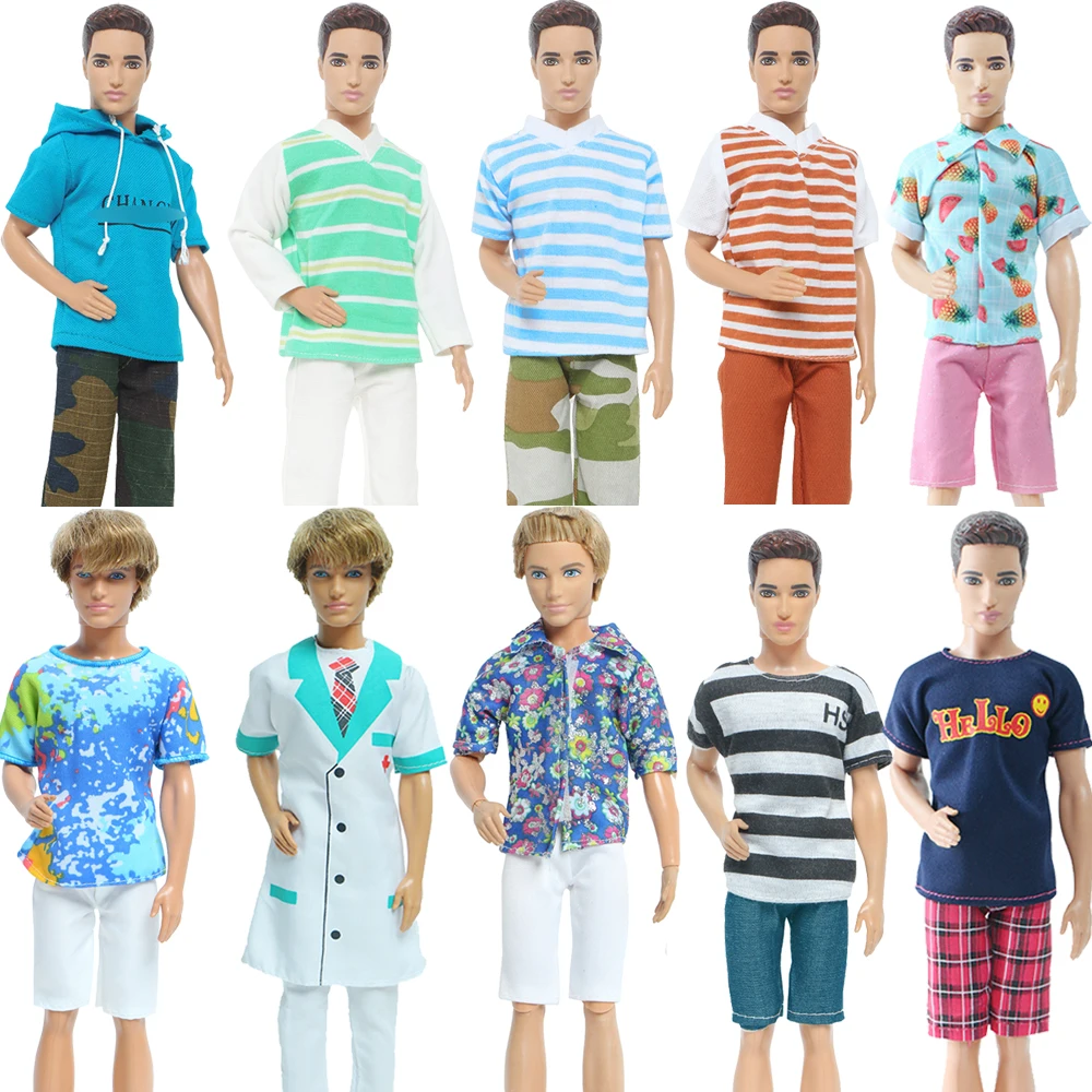 Mix Style Men's Outfit Prince Casual Daily Wear T-Shirt Trousers Jeans Suit Clothes for 30cm Boy Doll Accessories Kids Toy Gift