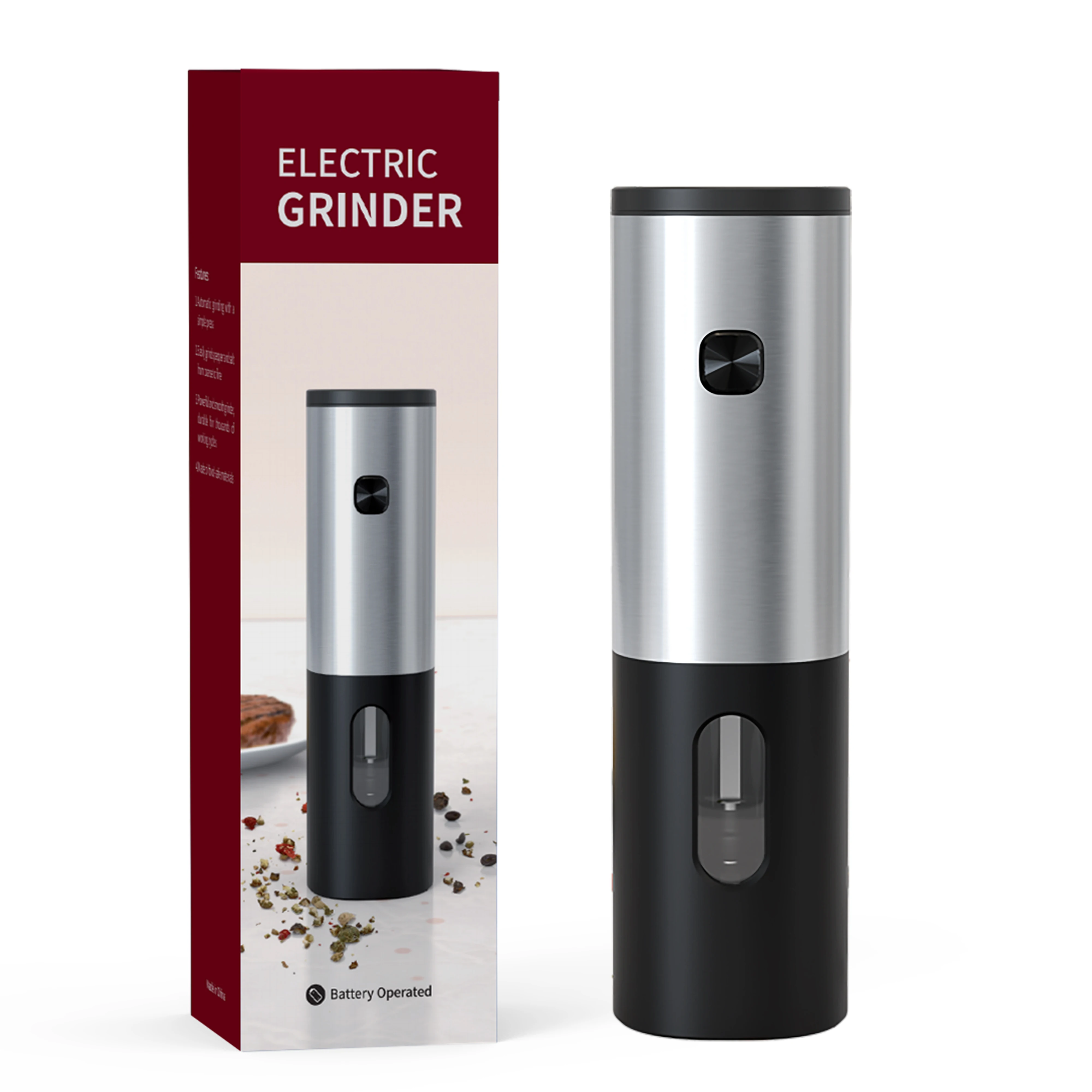 

1/2PCS Electric Salt And Pepper Grinder Stainless Steel Automatic Pepper Mill Salt Spice Grinder With LED Light