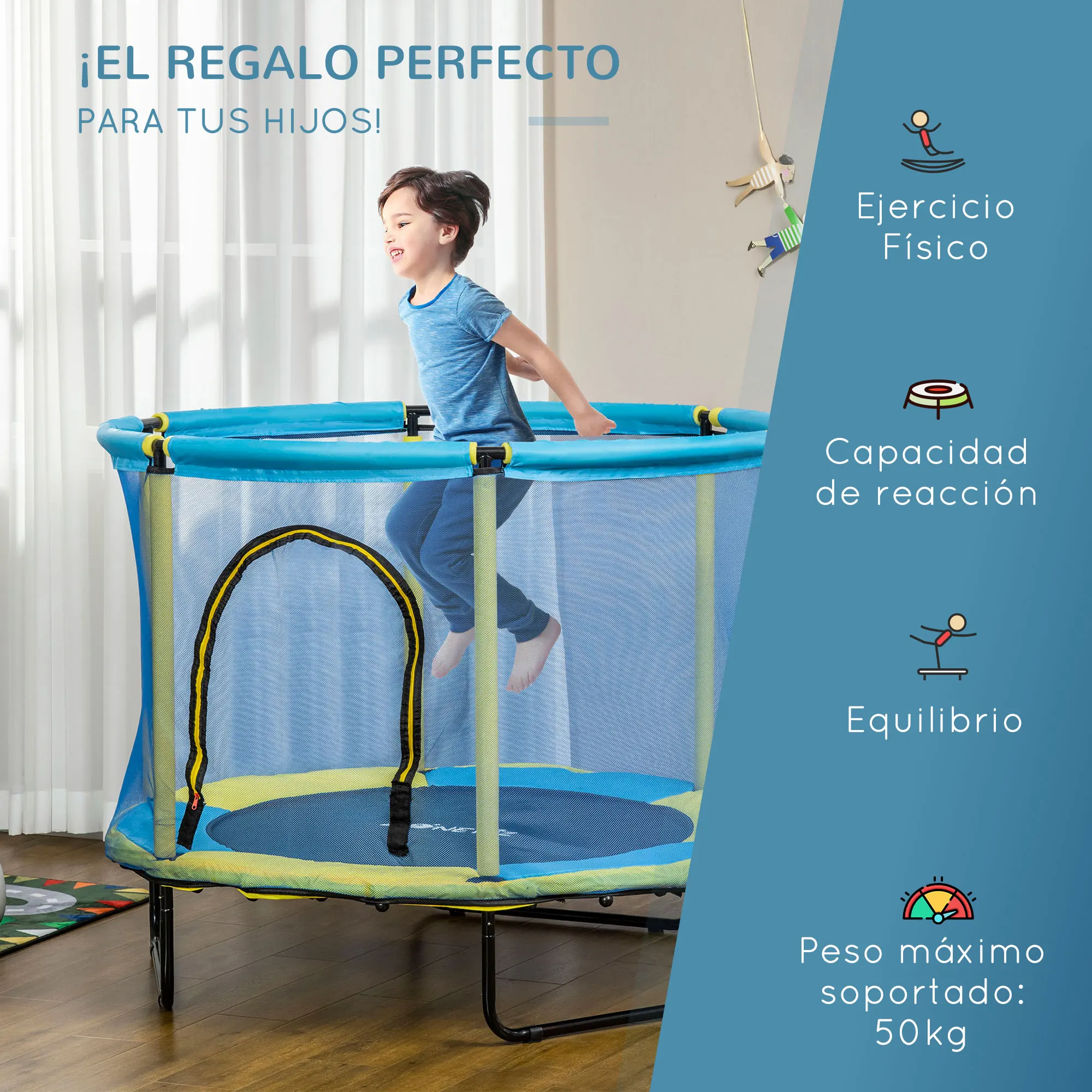 Cama Elástica Infantil 185 Azul - Juegos Y Juguetes Infantiles