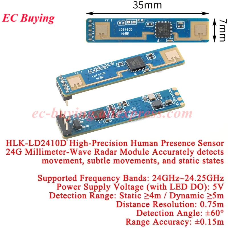 HLK-LD2402 HLK-LD2401 24G MM Onda Sensore di movimento del corpo umano Modulo radar di presenza 10m Interruttore sensore intelligente BLE Bluetooth