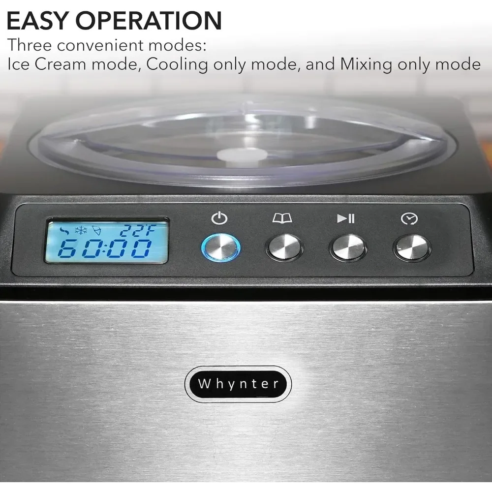 Whynter ICM-201SB Upright Automatic Ice Cream Maker with Built-in Compressor, no pre-freezing, LCD Digital Display