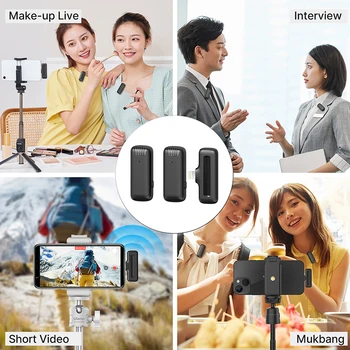Ulanzi J12 Wireless Lavalier Microphone System Audio Video Voice Recording Mic for iPhone Or Android Mobile Phone Laptop PC Live 6