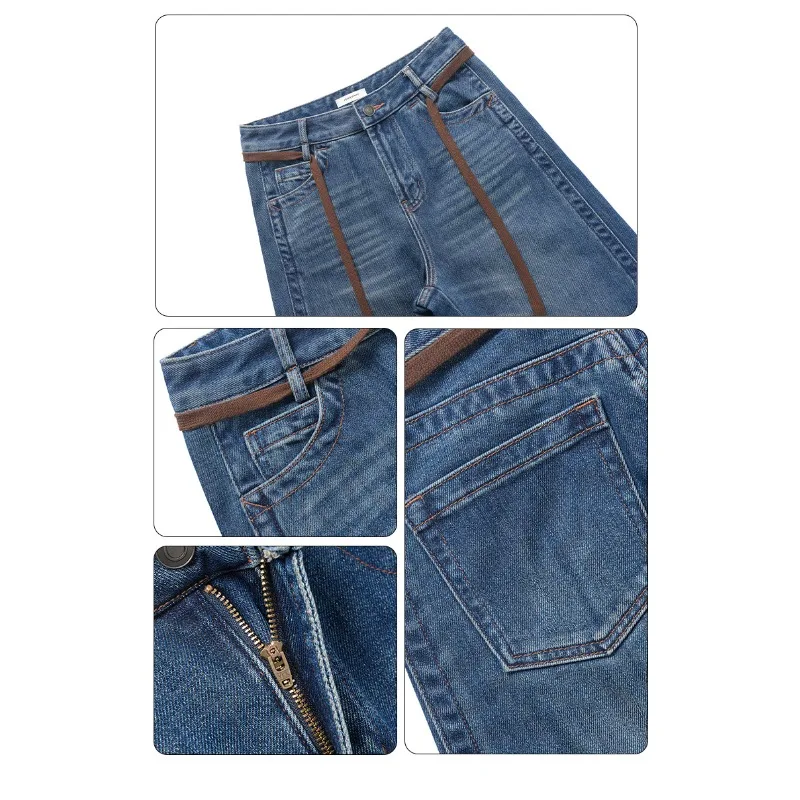 Pantalons en denim extensible pour femmes, taille haute, jambes larges, jeans amples, amincissants, longs, rétro, mode printemps