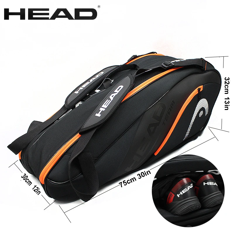 Original HEAD Tennis Squash Racket Backpack 6-7 Large Capacity Tennis Badminton Racket Bag Men Raquete De Tenis Padel Racket Bag