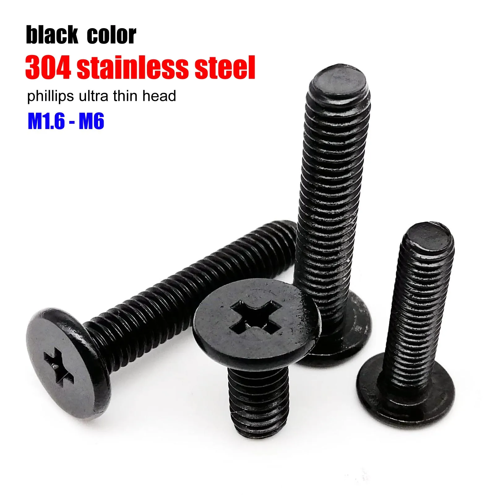 304 Stainless Steel Laptop Computer Cross Phillips Ultra Thin Low Flat Wafer Head Bolt Screw CM M1.6 M2 M2.5 M3 M4 M5 M6