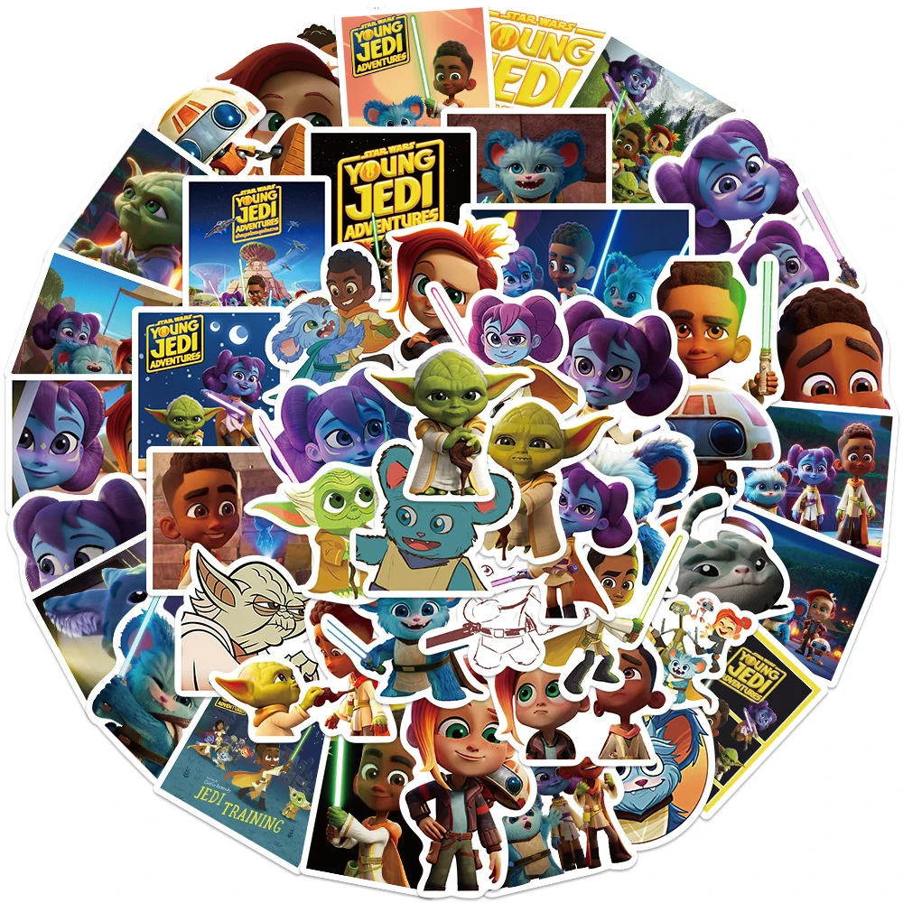 10/30/50PCS Disney Cartoon Young Jedi Adventures Stickers for Kids Toys DIY Phone Skateboard Laptop Waterproof Anime Sticker 20pcs pack lot cartoon alice s adventures in wonderland postcard set kawaii card for students diy bookmark story cards for kids