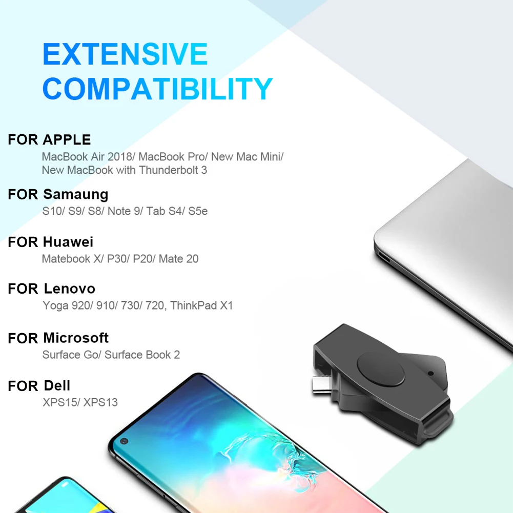 CAC Type-C Smart Card Reader Portable Smart Chip Universal Reader Bank Tax Declaration Accessories Support for Windows for OS
