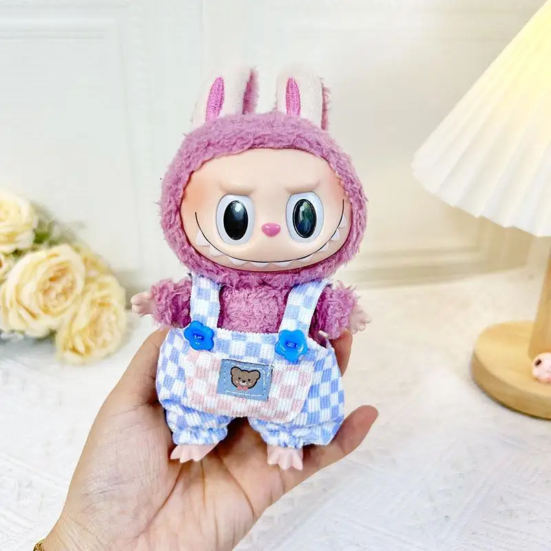 thumbnail image 1 of Mini ropa de peluche para muñecas, traje de 17cm, accesorios para Kpop, Exo, Labubu I II, Idol, monos a cuadros, ropa de regalo, 1 of 5