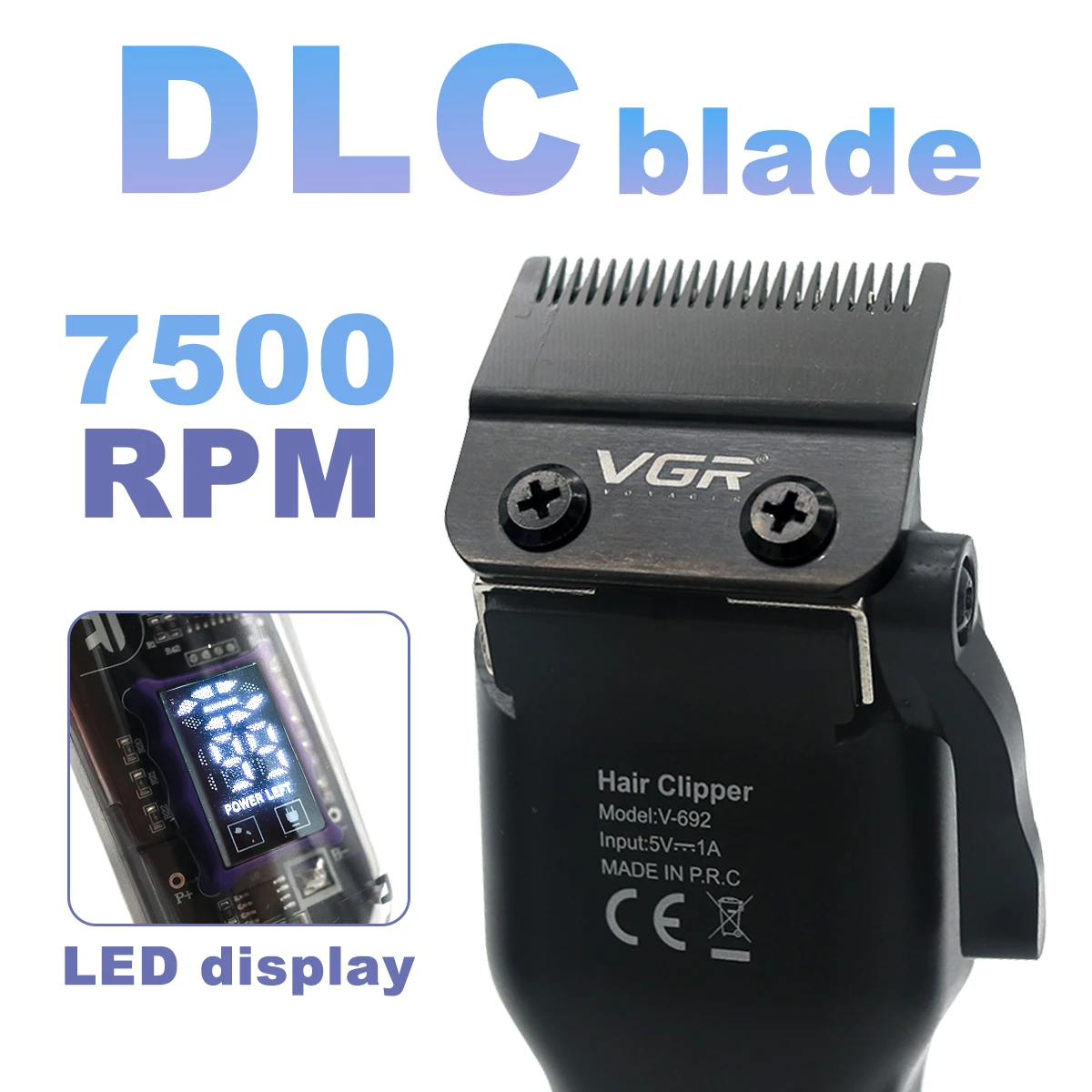 ماكينة قص الشعر الاحترافية VGR V-692 للرجال مع شفر...