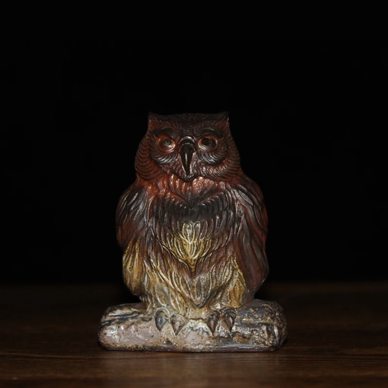 

Japanese Imported Famous Xiaoxi Taogu Full Hand Tea Ornaments Ornaments Owl Firewood Burning Raw Ore Fire Marks