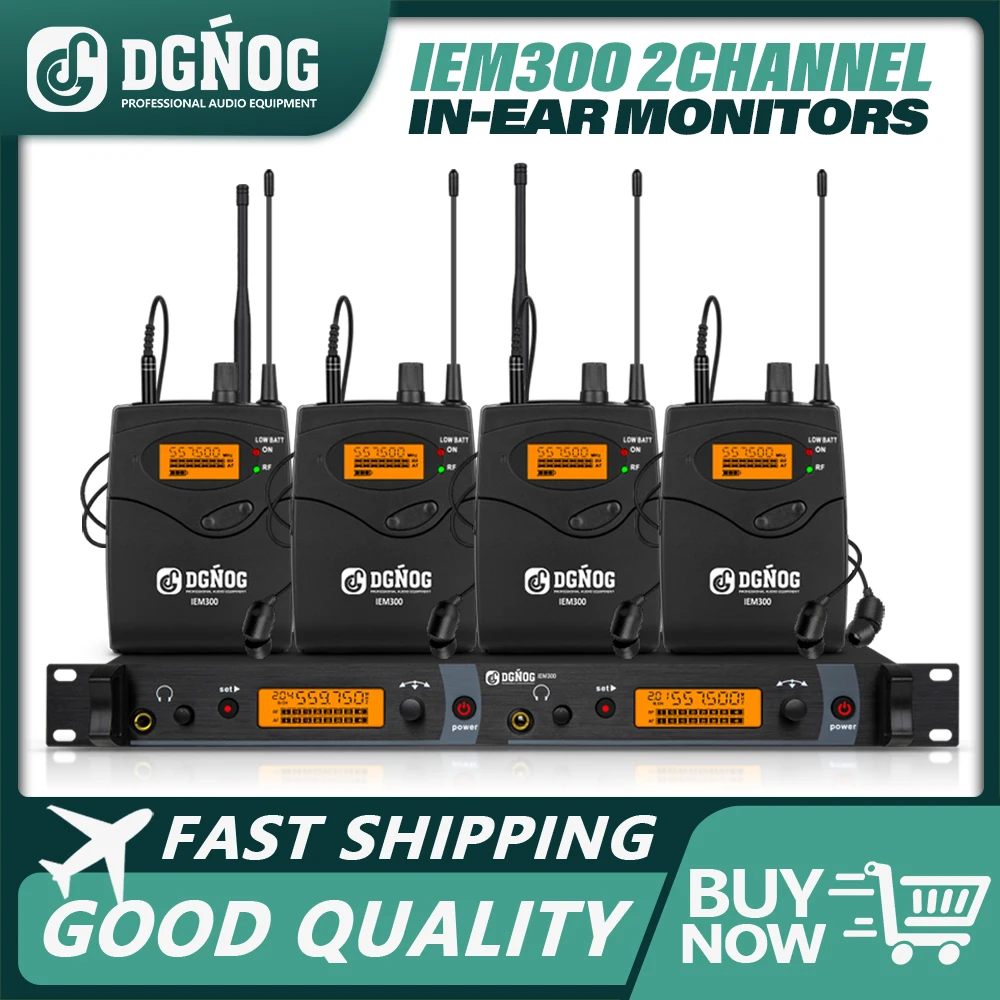 

DGNOG IEM300 In-Ear Monitor Wireless System Multi Transmitter Wireless In Ear Monitor Professional for Stage Performances Studio