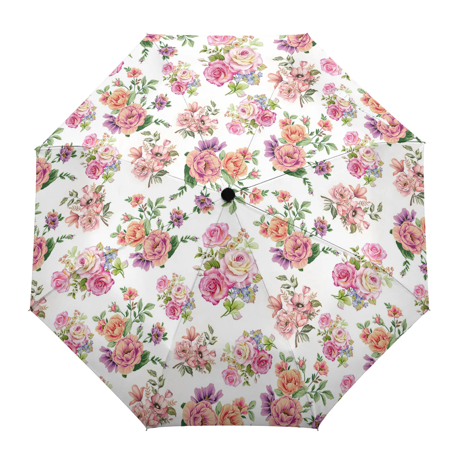 

Автоматический зонт с растениями, цветами и листьями, складной зонт для путешествий, портативный Ветрозащитный зонтик