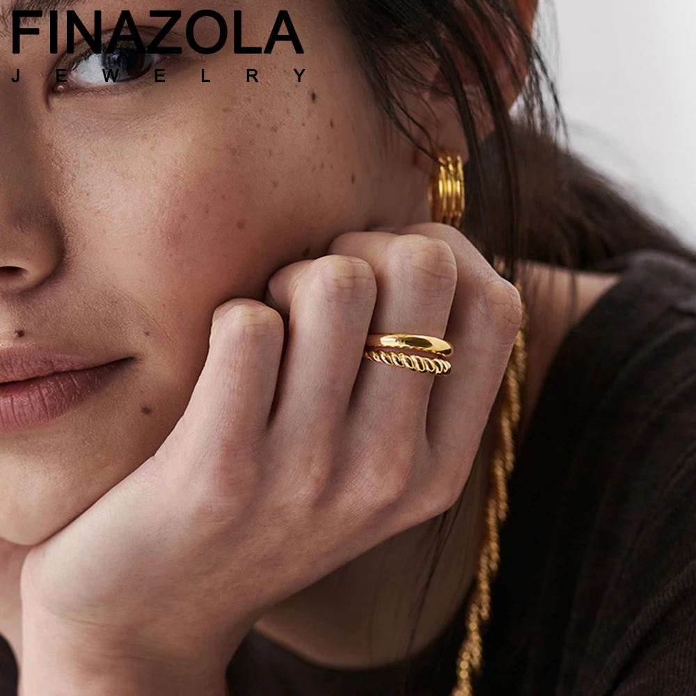 Модное двойное Открытое кольцо FINAZOLA с витой завиткой для женщин модное Брендовое