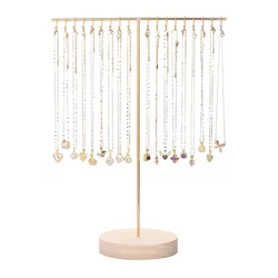 Metal Jewelry Necklace Display Stands Gold Black White Jewelry Holder Earring Ring Organzier Wood Base Display Retail Exhibitor