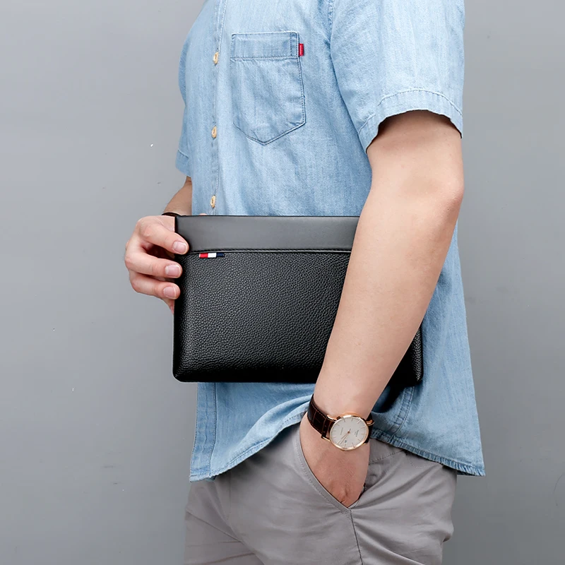 Men's PU Leather Business Style Handbag, Clutch Bag, Soft, Male Waist Pack, Elegant, Leisure, Stylish, Hand Pouch