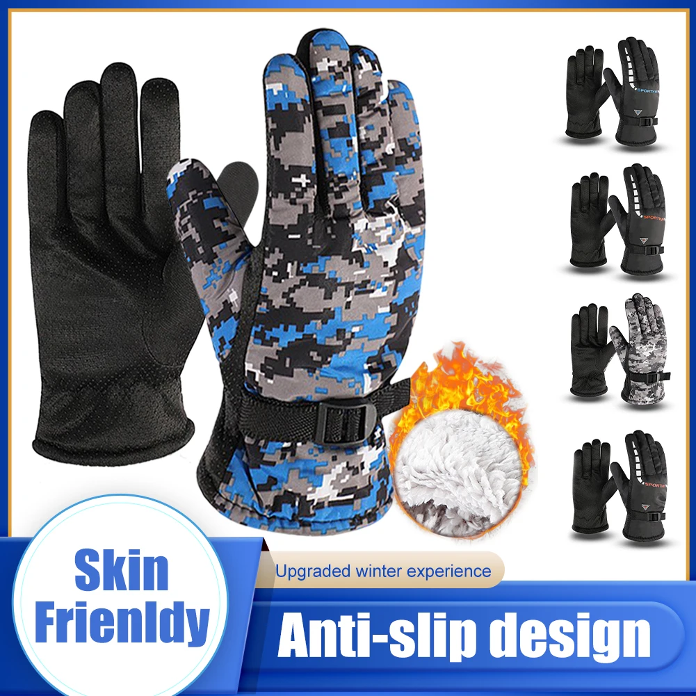 

1Pair Winter Gloves For Men Women Waterproof Warm Lining Adjustable Wrist Outdoor Cyling Driving Motorcycle Gloves Full Fingers
